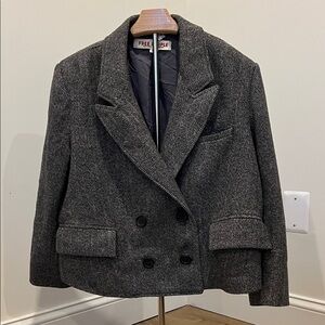 Free People Womens Herringbone Cropped Blazer Medium
